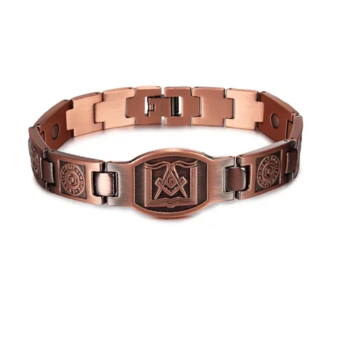 Men Retro Copper Magnetic Bracelet Vintage Heavy Copper Chain Health Energy Magnetic Stone Fashion Jewelry