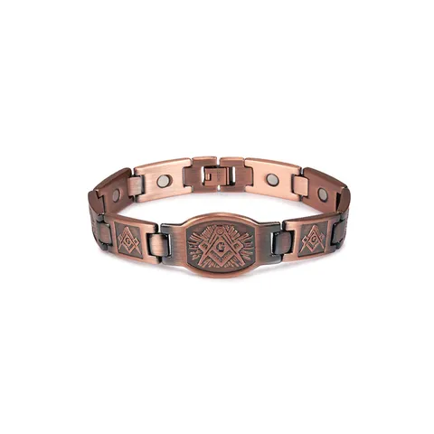 Men Retro Copper Magnetic Bracelet Vintage Heavy Copper Chain Health Energy Magnetic Stone Fashion Jewelry