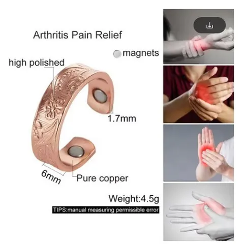Retro Pure Copper Magnetic Ring For Men Women Open Adjustable Red Copper Finger Ring Plant Relief Business Jewelry