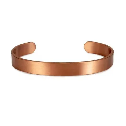 Minimalist Pure Red Copper Open Bangle Bracelet Adjustable Solid Metal Cuff Jewelry For Men Women Daily Wear