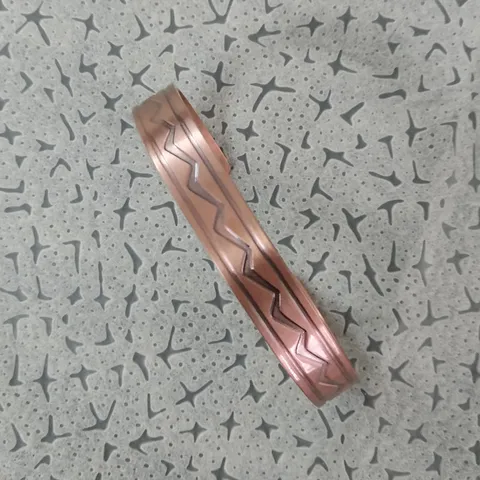 French Vintage Pure Copper Magnetic Bangle For Men Women Adjustable Wave Pattern Line Geometric Therapy Bracelet Everyday Jewelry Gift