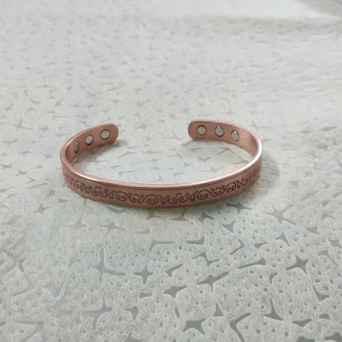 Vintage Copper Magnetic Cuff Bracelet Adjustable Open Bangle For Men Women Carved Floral Geometric Patterns Hand Jewelry Gift