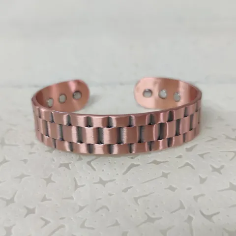 Vintage Pure Copper Magnetic Bracelet Watch Link Pattern Cuff Bangle Adjustable Open Ring Jewelry Set For Men Women
