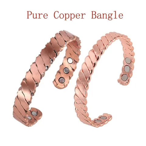 Vintage Copper Magnetic Therapy Cuff Bangle Health Care Twisted Cable Bio Magnet Open Bracelet For Men Women Healing Relief Jewelry Gift