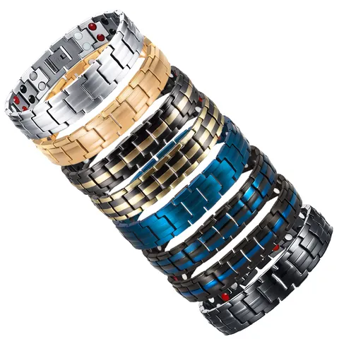 Unisex Stainless Steel Magnetic Therapy Bracelet Fashion Casual Energy Health Wristband Chain Jewelry
