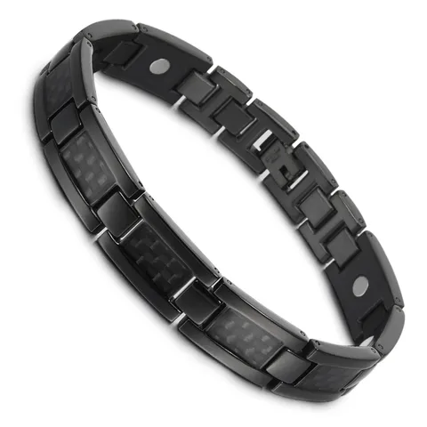 Men Stainless Steel Magnetic Bracelet Carbon Fiber Link Chain Health Energy Wristband Casual Fashion Jewelry Gift