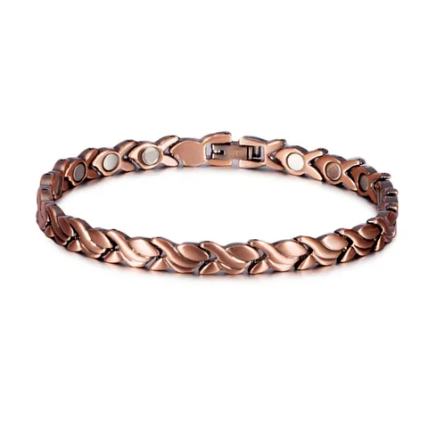 Vintage Rood Koperen Magnetische Armband Voor Dames Goudvis Vorm Therapie Magnetische Ketting Bio Energie Sieraden