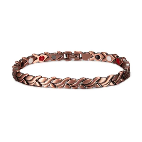 Vintage Rood Koperen Magnetische Armband Voor Dames Goudvis Vorm Therapie Magnetische Ketting Bio Energie Sieraden