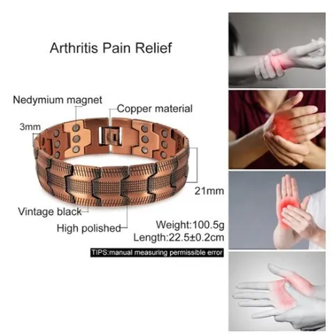 Men's Solid Copper Magnetic Bracelet Retro Polished Health Care Copper Chain Bracelet For Men Jewelry