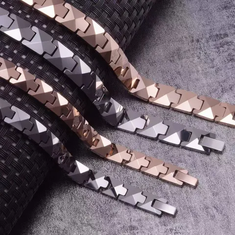 Tungsten Steel Magnetic Bracelet For Men Women Business Fashion Geometric Cut Link Bracelets Health Care Wrist Jewelry
