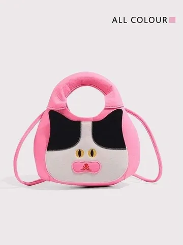 Carino Kawaii Gatto Cartone Animato Peluche Spalla Tracolla Borsa Dolce Ragazza Casual Tela Messenger Borsa Carino Animale Design Borsa