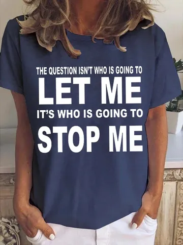 Γυναικείο Casual T-Shirt με Κοντό Μανίκι από Οξική Ίνα με Τυπωμένο Σλόγκαν Στρογγυλή Λαιμόκοψη Άνετο Urban Fashion Relaxed Fit Top