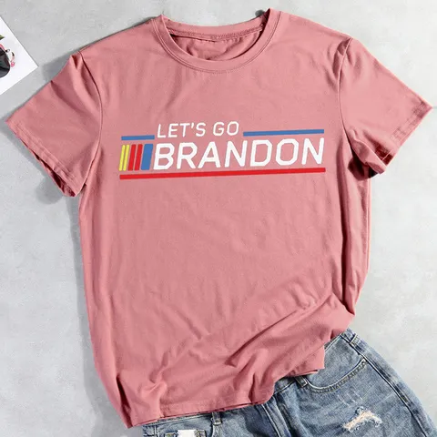 Lets Go Brandon Graphic Print T-Shirt Men Women Short Sleeve Round Neck Acetate Fiber Casual Loose Top European Plus Size