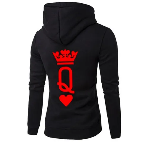 Women Men Couple Poker Card Print Hoodie Polyester Long Sleeve Pullover Hooded Sweatshirt Vintage Streetwear Top