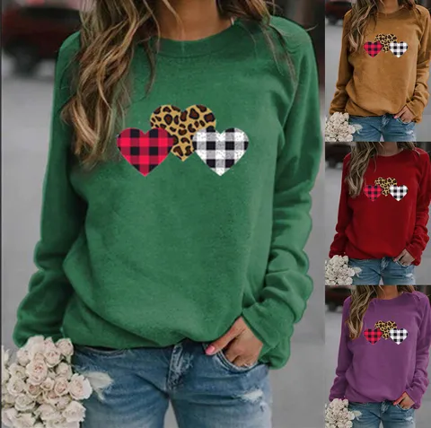 Heren Casual Ronde Hals Lange Mouw Sweatshirt Fleece Gevoerde Pullover Hartjesprint Graphic Top Voor Valentijn Herfst Winter