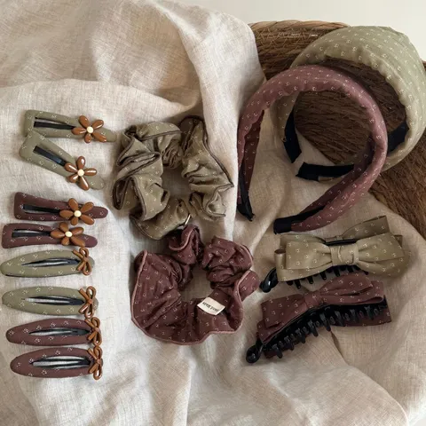 Vintage Bloemen Stof Haarelastiekjes Clips Haarband Set Koreaanse Stijl Elegante Paardenstaart Houder Haaraccessoires Voor Vrouwen