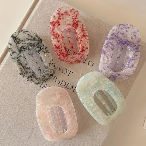 Fermaglio per Capelli in Acetato di Cellulosa Piatto di Alta Qualità Grande Clip a Becco d'Anatra per Donna Acconciatura Posteriore Accessori per Capelli Stile Coreano con Motivo Marmorizzato