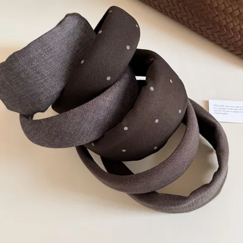 Koreaanse Stijl Polka Dot Brede Haarband Handgemaakt Stof Effen Kleur Haar Reif Herfst Winter Elegante Haaraccessoires Voor Dames