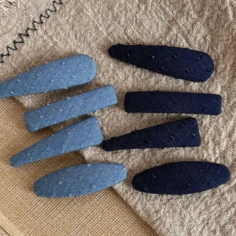 Pinces à Cheveux Snap en Tissu Denim de Style Coréen pour Femmes Barrettes Latérales Bb Plissées à Pois Doux Frais Accessoires Cheveux