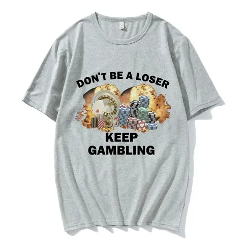 Unisex Streetwear Cotton Printed T-Shirt Hip Hop Casual Crew Neck Short Sleeve Top With Casino Graphic Letter Print Graphic Tee