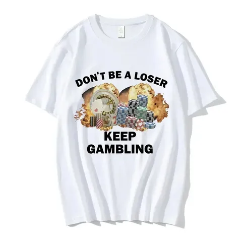 Unisex Streetwear Cotton Printed T-Shirt Hip Hop Casual Crew Neck Short Sleeve Top With Casino Graphic Letter Print Graphic Tee
