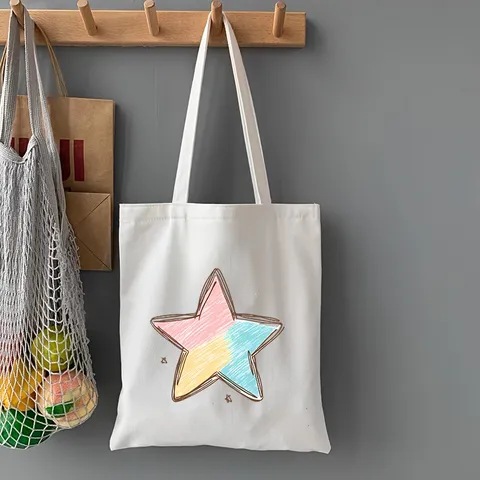Borsa Tote in Tela da Donna Graffiti con Stelle Disegnate a Mano Borsa a Tracolla a Grande Capacità Casual Quotidiano Viaggio Pendolarismo Borsa a Mano Borsa per la Spesa Pieghevole