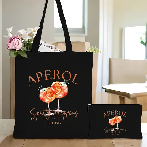Damen Retro Canvas Tragetasche Zweiteilig Kosmetik Set Große Kapazität Bedruckte Schulter Top Griff Top Für Casual Reise