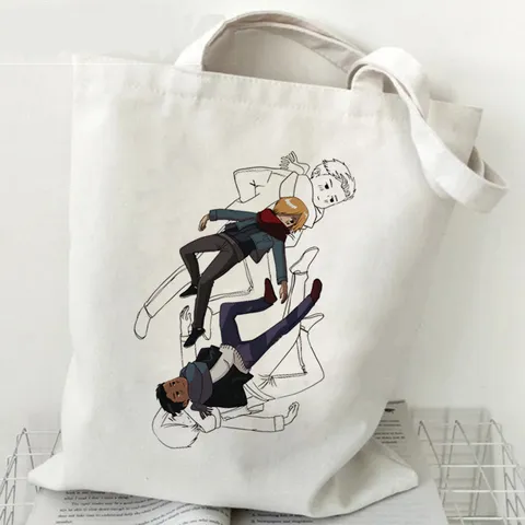 Harajuku Stil Anime Cartoon Gedruckt Segeltuch Einkaufstasche Umweltfreundliche Große Kapazität Schulter Handtasche Für Studenten Lässige Schule Einkaufstasche