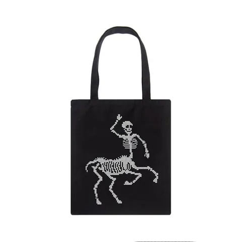 Hip-Hop Gothic Canvas Tragetasche Punk Pixel Skelett Druck Umhängetasche Harajuku Dark Große Handtasche Einkaufstasche Für Den Alltag
