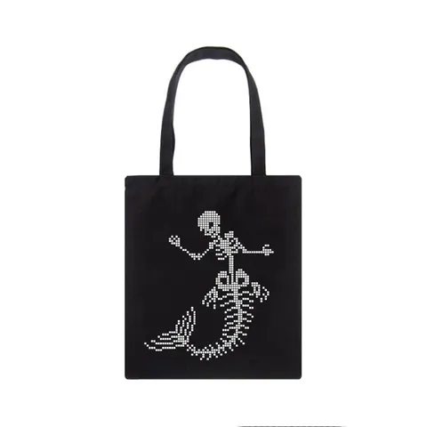 Hip-Hop Gothic Canvas Tragetasche Punk Pixel Skelett Druck Umhängetasche Harajuku Dark Große Handtasche Einkaufstasche Für Den Alltag