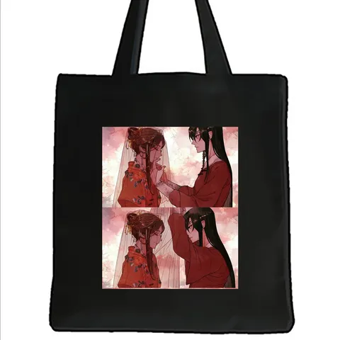 Anime Grafik Segeltuch Tragetasche Klassischer Druck Umhängetasche Offene Oberseite Lässige Handtasche Wiederverwendbare Einkaufstasche