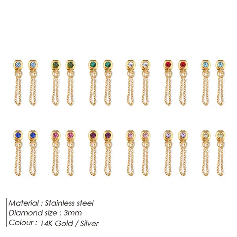 Boucles d'Oreilles Clous Pampilles en Acier Inoxydable Strass Minimaliste Géométrique Bijoux pour Femmes Fête