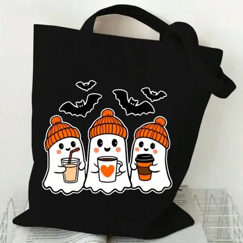 Bolso de Lona Casual Bolso de Hombro Estampado Bolsa de Compras Ecológica Versátil para Escuela Viaje Trabajo Mujeres Hombres