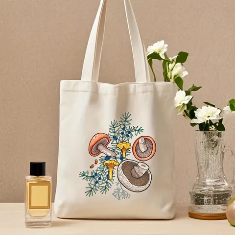 Casual Printed Canvas Tote Bag Minimalist Large Shoulder Bag With Double Straps Soft Everyday Top Handle Bag For Commuting Work School Students Universal Handbag