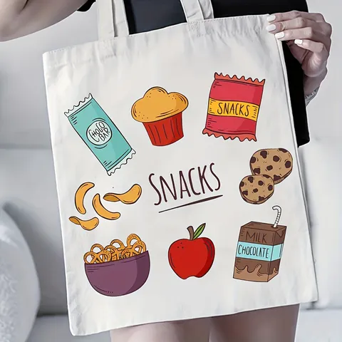 Bolso Tote de Lona Minimalista Estampado Bolso de Hombro Versátil Bolso Eco Casual Viaje Diario para Estudiantes Escuela