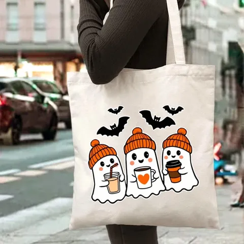 Bolso de Lona Casual Bolso de Hombro Estampado Bolsa de Compras Ecológica Versátil para Escuela Viaje Trabajo Mujeres Hombres