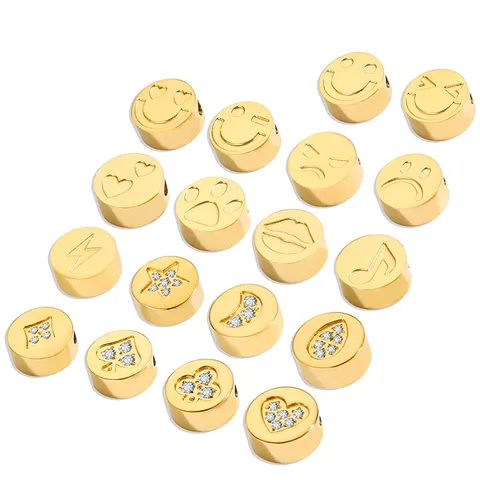 Breloques Smiley Cœur Étoile en Acier Inoxydable Strass Accessoires de Fabrication de Bijoux DIY Or Ton Acier