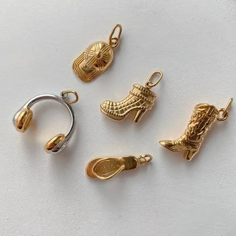 Edelstahl Vergoldet Miniatur Schuh Hut Kopfhörer Anhänger Modeschmuck DIY Zubehör Für Halskette Armband