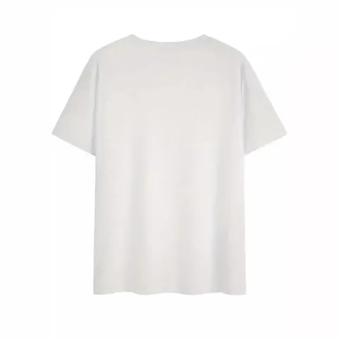 Women Fashion V Neck Short Sleeve Polyester T-Shirt Basic Sweet Letter Print Top For Daily Summer Streetwear White Tee