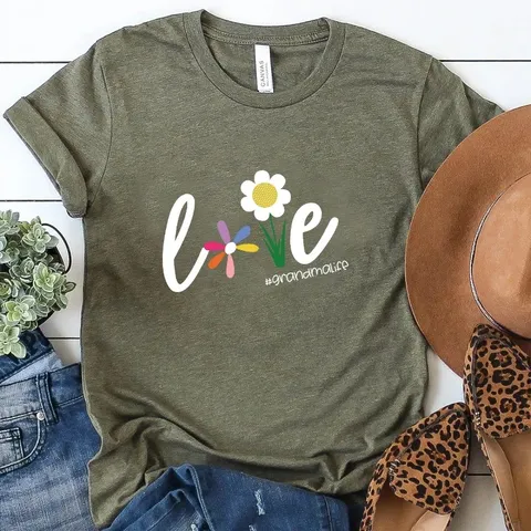 Dames Modal Madeliefje Liefdesbrief Bedrukt T-Shirt Casual Ronde Hals Korte Mouw Top Sweet Graphic Tee