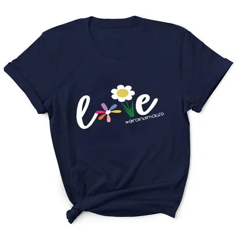 Dames Modal Madeliefje Liefdesbrief Bedrukt T-Shirt Casual Ronde Hals Korte Mouw Top Sweet Graphic Tee