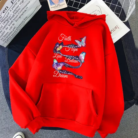 Sweat à Capuche Pullover Décontracté Unisexe avec Imprimé Papillon et Lettres Style Preppy à Manches Longues pour Hommes Femmes