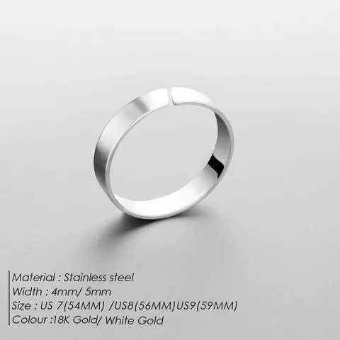 Bague Ouverte en Acier Inoxydable Minimaliste pour Hommes Femmes Géométrique Couleur Unie Ajustable Anneau Simple Bijoux Cadeau