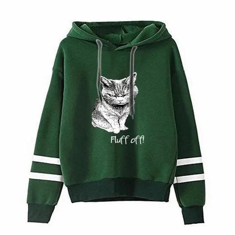 Unisex Casual Pullover Hoodie Cat Graphic Print Double Stripe Sleeve Long Sleeve Hooded Sweatshirt Winter Streetwear Top