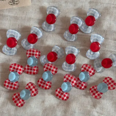 Cute Korean Cartoon Plaid Bow Hair Clip Sweet Resin Hairpin For Girls Daily Styling Sweet Hair Accessories