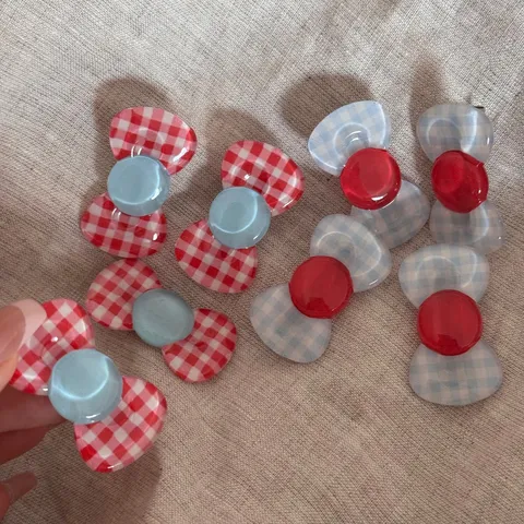 Cute Korean Cartoon Plaid Bow Hair Clip Sweet Resin Hairpin For Girls Daily Styling Sweet Hair Accessories