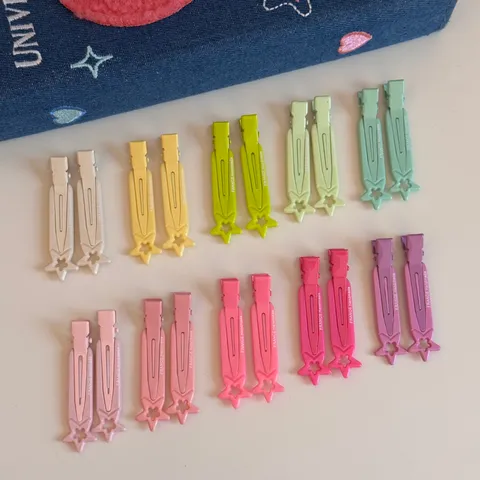 Bonbonfarbene Metall Haarspange Feste Pentagramm Hohle Haarnadel Süß Minimalistisch Pony Seitenclip Haarschmuck