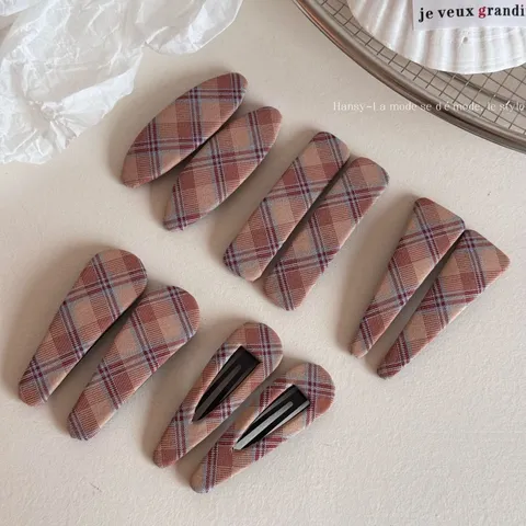 Pinza de Pelo de Tela de Cuadros Retro Coreana Mujeres Moda Dulce Horquilla Elegante Adorno Lateral Accesorios