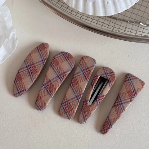 Pinza de Pelo de Tela de Cuadros Retro Coreana Mujeres Moda Dulce Horquilla Elegante Adorno Lateral Accesorios