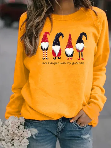 Men Christmas Gnome Graphic Fleece Sweatshirt Casual Crewneck Long Sleeve Top Warm Pullover Urban Style Winter Autumn Clothing